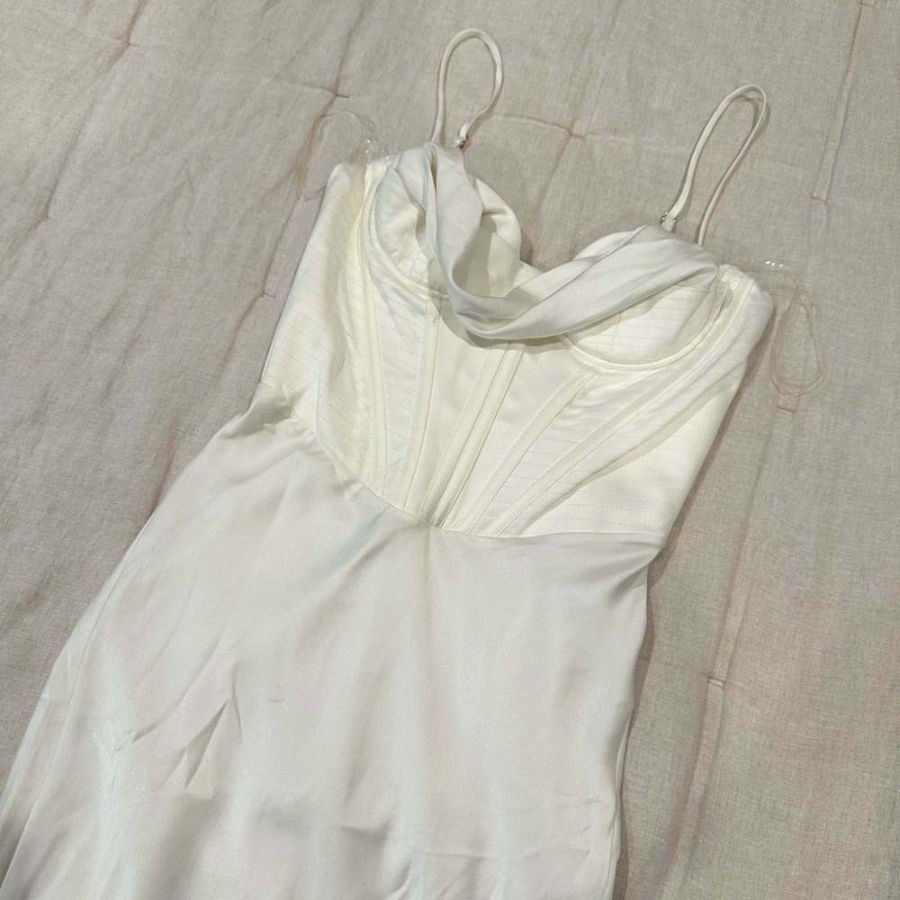 Elegant White Draped Dress